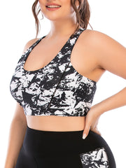 Marble Print Sports Bra Women's Plus Medium Stretch Yoga