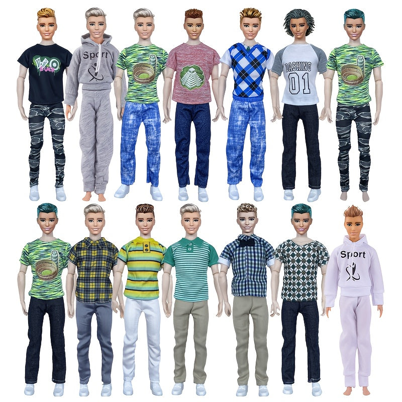 8 Pack Unisex Doll Clothing Set Assorted Outfits for 30-02 cm Action Figures
