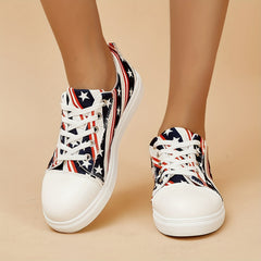Women's Star & Striped Canvas Shoes Casual Lace Up Outdoor Sneakers