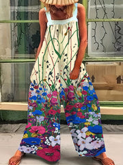 Floral Print Wide Leg Tank Jumpsuit