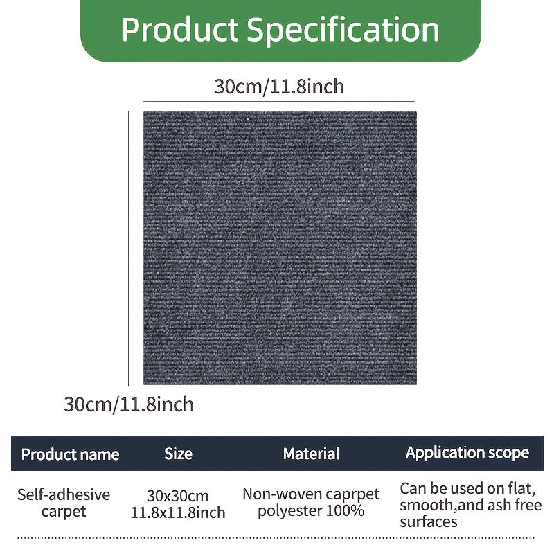 20pcs Modern Style Carpet 30x30cm Self Adhesive Ground Mat Decor