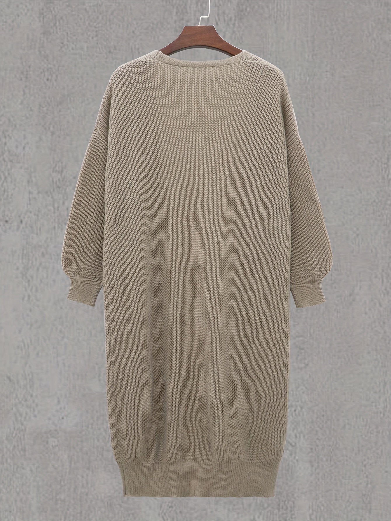 Solid Long Sleeve Open Front Cardigan