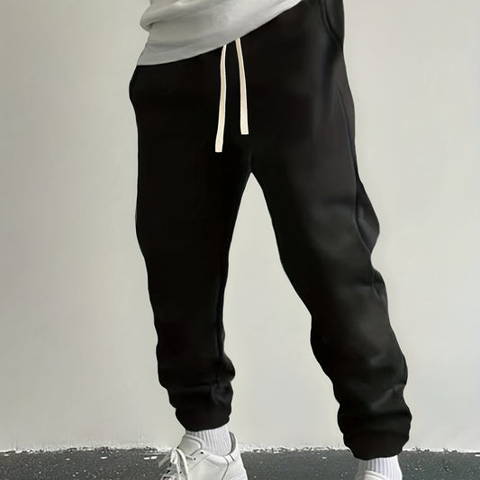 Solid Drawstring Sweatpants Loose Fit Men's Casual Joggers