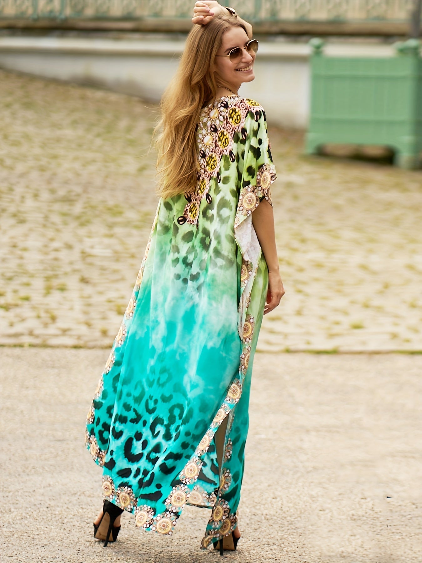 Boho Leopard Print Cover Up Dress