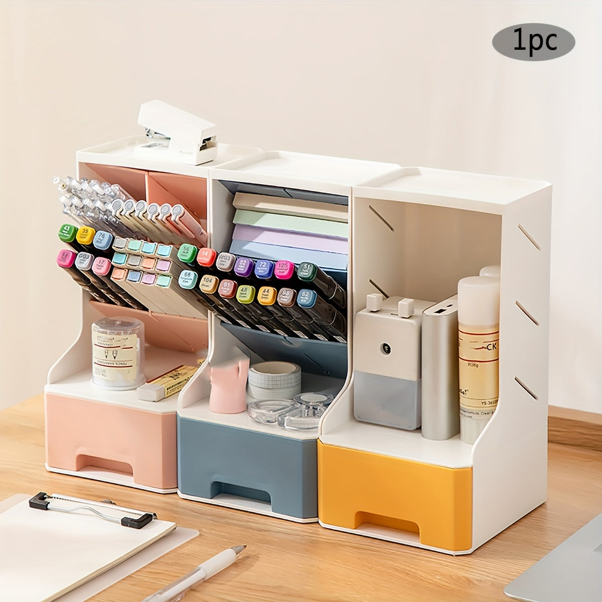 1pc Pen Holder Desktop Classification Stationery Supplies Storage Box