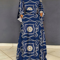 Chain Print Bell Sleeve Maxi Dress
