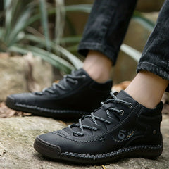Men's Lace up Boots Casual Walking Shoes PU Leather High Top