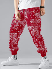 Paisley Pattern Print Drawstring Sweatpants Loose Fit Pants Men's Casual Joggers