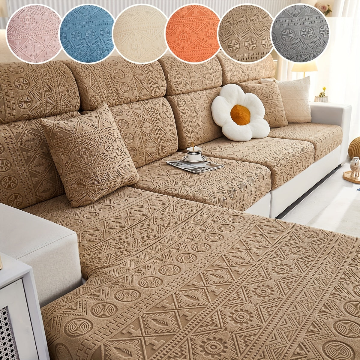 Bohemian Style Sofa Slipcover Elastic Furniture Protector Cover