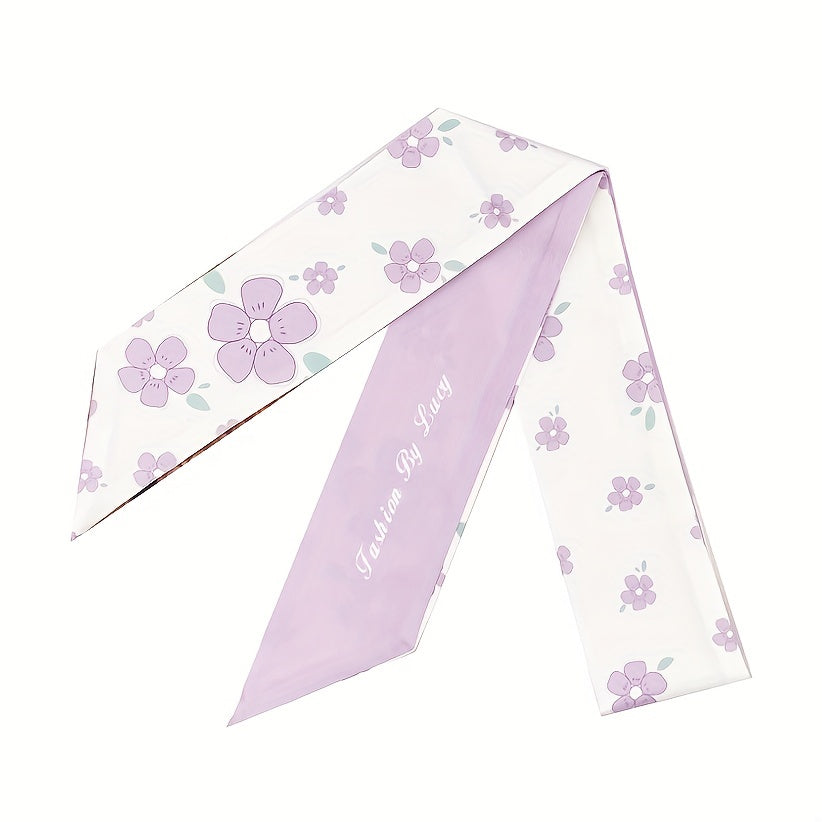 2pcs Coffee & Pink Skinny Scarf Long Ribbon Neckerchief Twilly Scarf