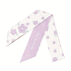 2pcs Coffee & Pink Skinny Scarf Long Ribbon Neckerchief Twilly Scarf