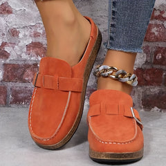 Women's Metal Buckle Loafers Slip On Shoes