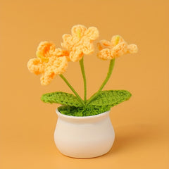 Hand Knitted Forget me not Small Potted Plant Crochet Simulation