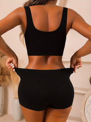 Ribbed 2-Piece High Waist Tank and Shorts Set for Women