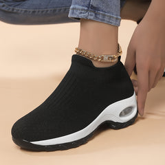 Women's Air Cushion Knit Socks Sneakers Comfort Slip on Platform Casual Shoes