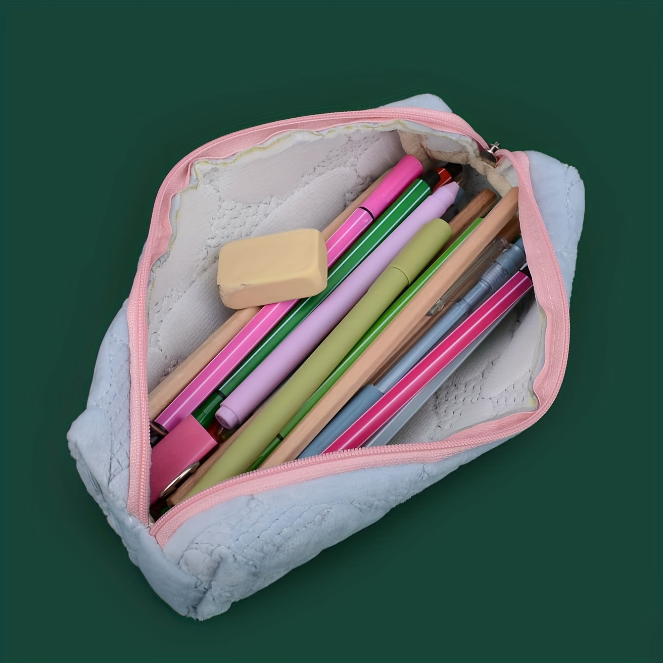 Small Fresh Pencil Case Short Plush Stationery Storage Bag