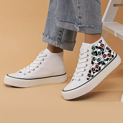 Women's Panda Print Canvas High Top Sneakers