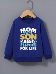 Boys Round Neck Sweatshirt Pullover MOM AND SON Print Casual Top