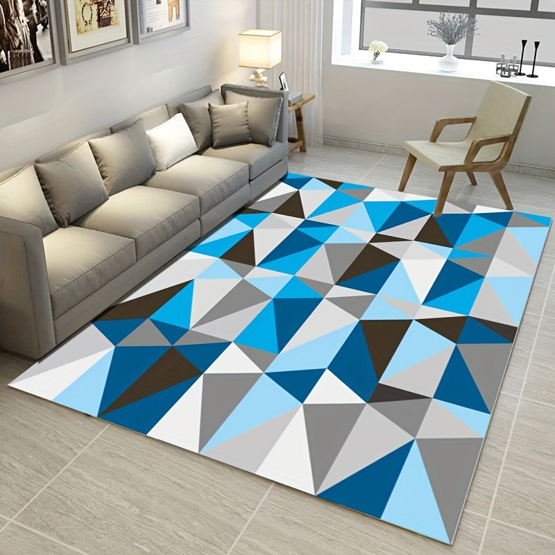 Modern Geometric Area Rug Soft Non-Slip Carpet Washable Low Pile Mat