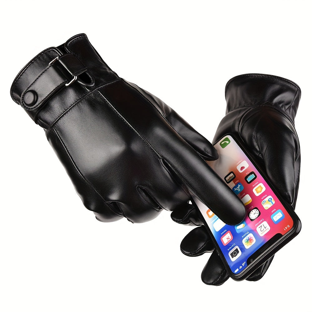 Winter Warm PU Leather Gloves for Cycling Skiing