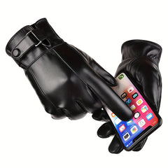 Winter Warm PU Leather Gloves for Cycling Skiing