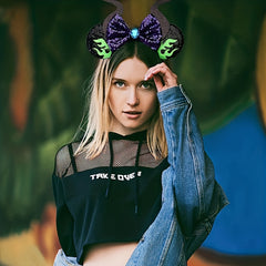 Mouse Ears Headband Bows Glitter Princess Decoration Cosplay Costume Girls