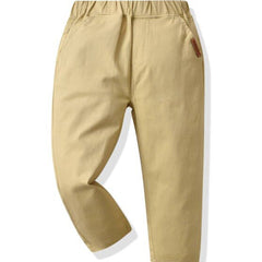 Kids Solid Elastic Waist Casual Pants