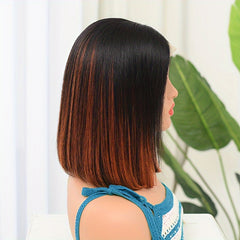 Ombre Short Straight Bob Cut Wig 4x4 Lace Front Human Hair Wig