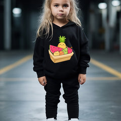 OERYUI Kids Cartoon Fruit Print Hooded Pullover Pants Set