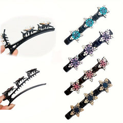 8pcs Rhinestone Flower Hair Clips Hairpins for Girls Daily Use