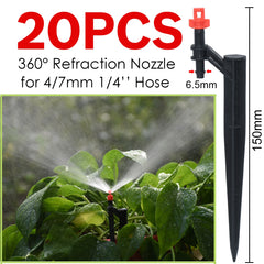 20pcs 90 180 360 Degree Misting Nozzle Stake 1 4'' Barb Garden Irrigation