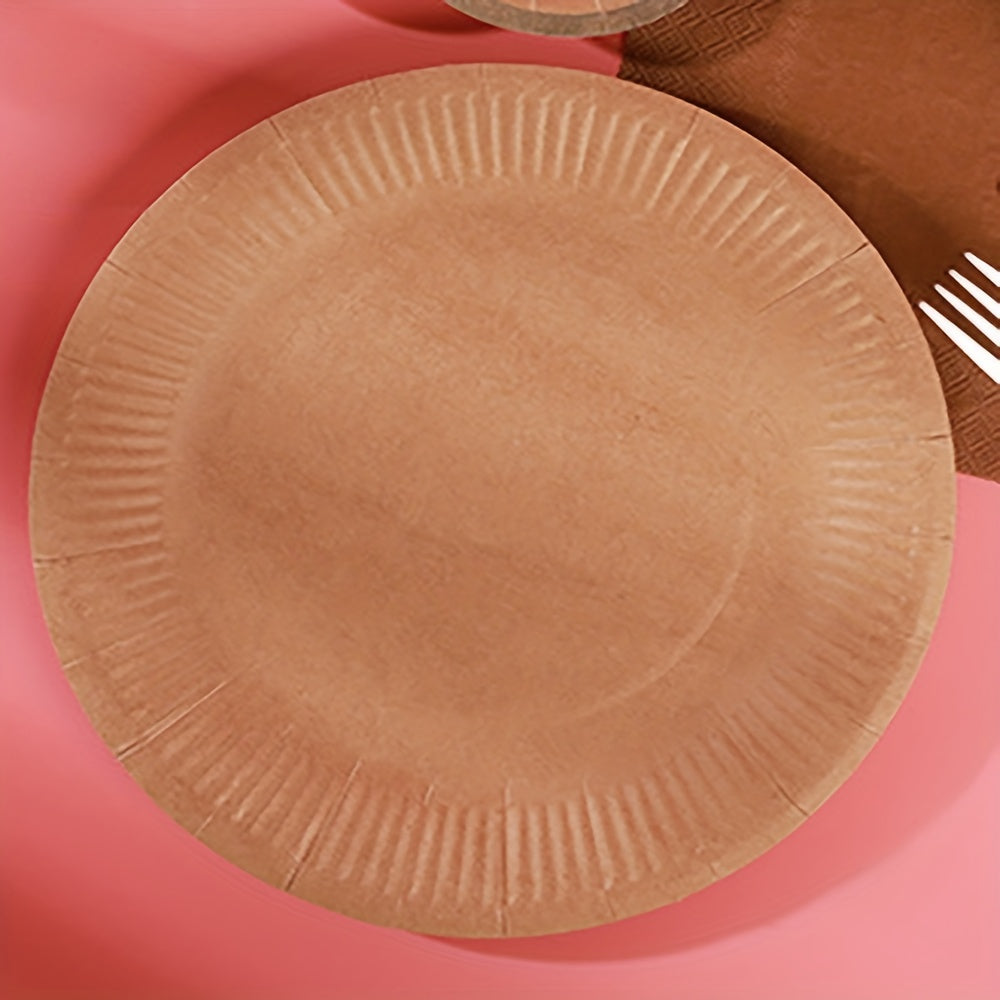 10pcs Disposable Kraft Paper Tableware Set for Wedding Birthday Picnic