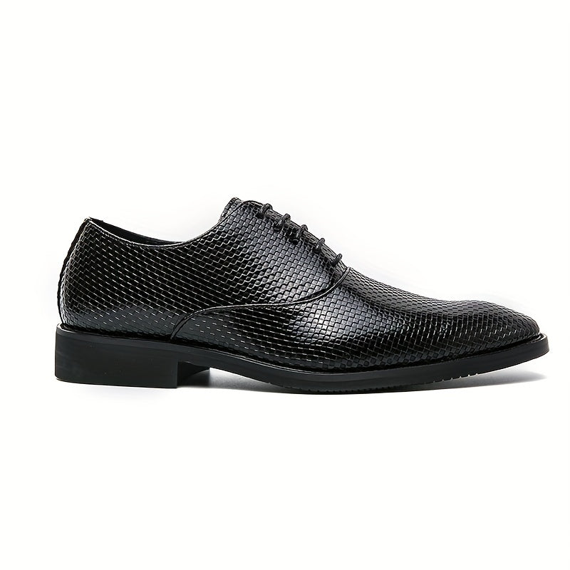 Men's Woven Effect Oxford Shoes Lace up Front Dress Shoes For Men