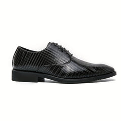 Men's Woven Effect Oxford Shoes Lace up Front Dress Shoes For Men