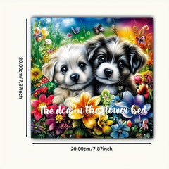Adult Coloring Book Dog Flower Bush 20 Page Relaxing Art Stress Relief Gift