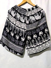 Elephant & Trees Print Holiday Shorts