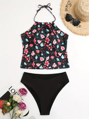 Floral Print Halter Neck Bikini Set
