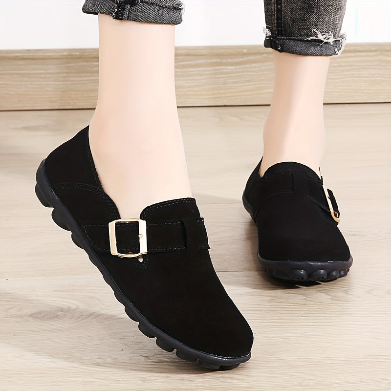 Women's Comfy Slip On Loafers with Buckle Strap