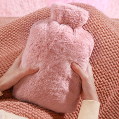 Warm Water Bag with Plush Cover for Cold Weather, Hand Warmer