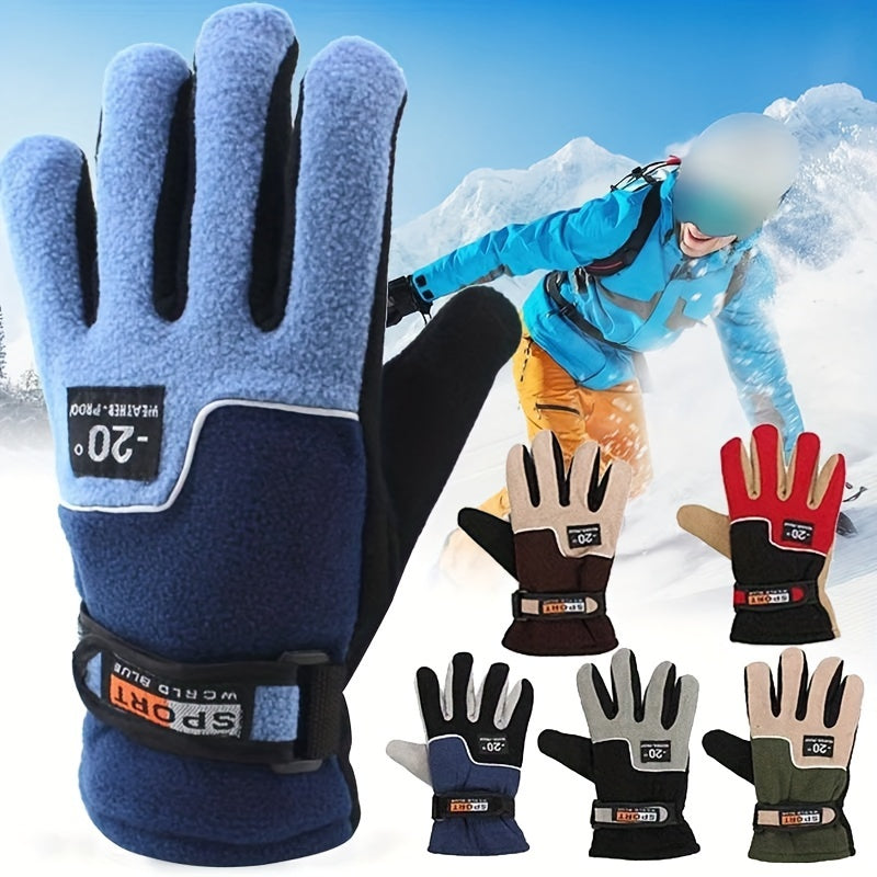Waterproof Skiing Gloves, Winter Windproof Warm Gloves for Outdoor Sports