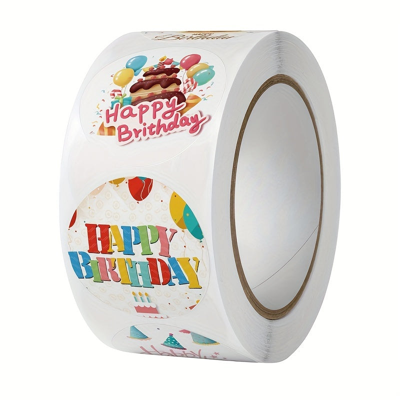 500 Happy Birthday Stickers Cake Decoration Sealing Gift Seal Sticker