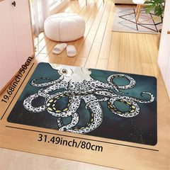 Octopus Pattern Kitchen Rug Bathroom Rug Non-Slip Waterproof Floor Mat