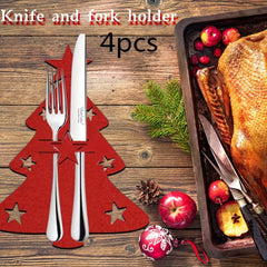 4pcs Christmas Tree Cutlery Holder Felt Fork Spoon Bag