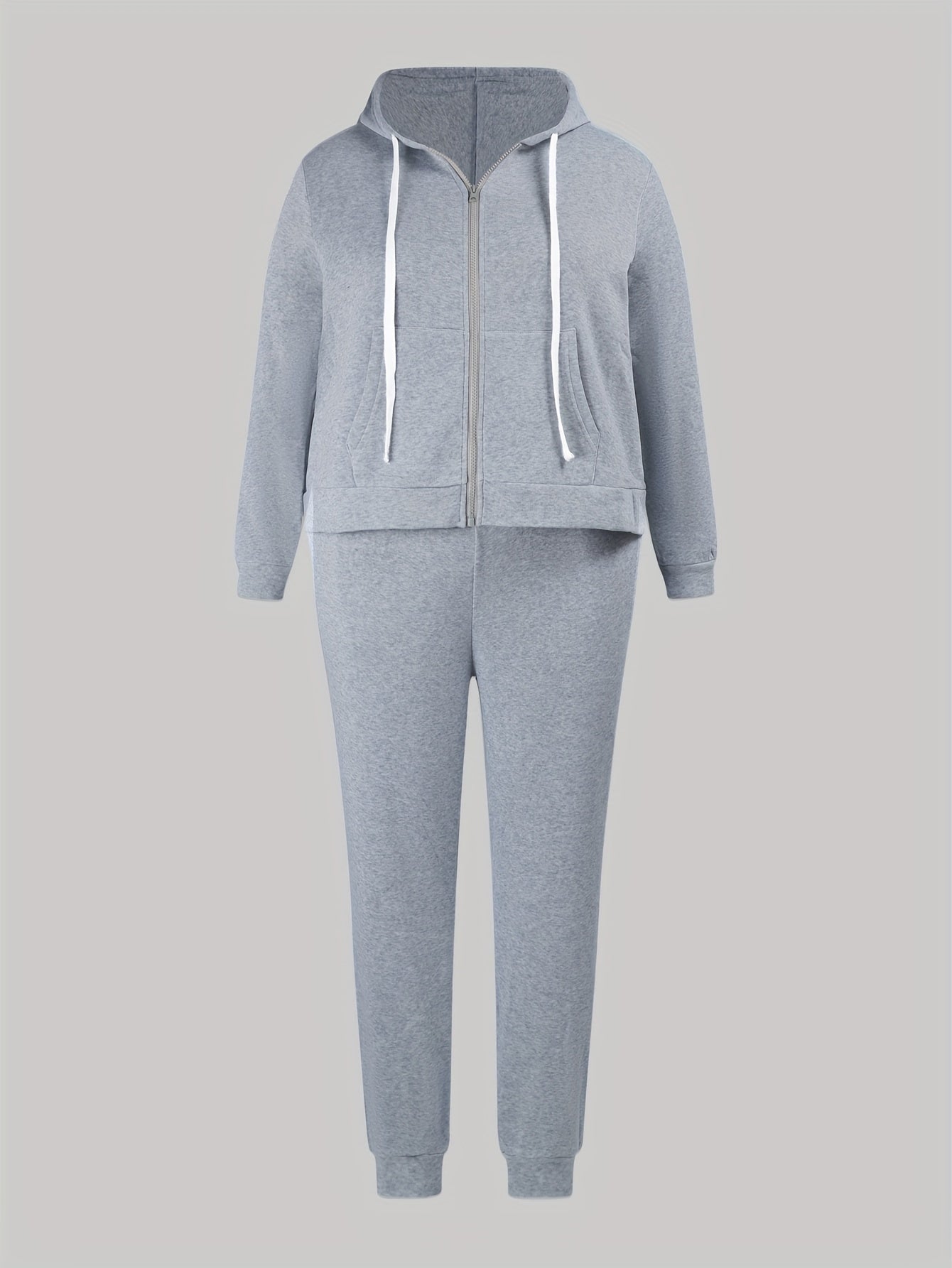 Zipper Front Hoodie & Joggers Two Piece Set