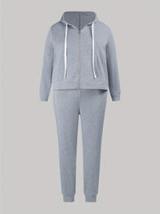 Zipper Front Hoodie & Joggers Two Piece Set