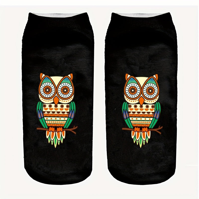 Cute Owl Print Halloween Low Cut Socks Women's Stockings