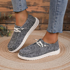 Women's Canvas Lace Up Outdoor Sneakers Lightweight Walking Shoes