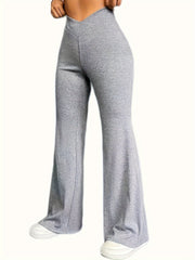 Heathered High Rise Flared Leg Pants