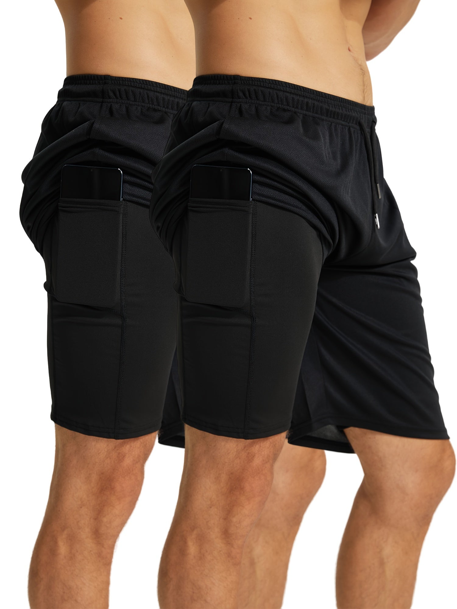 Men's 2 in 1 Quick-dry Sports Shorts with Pocket