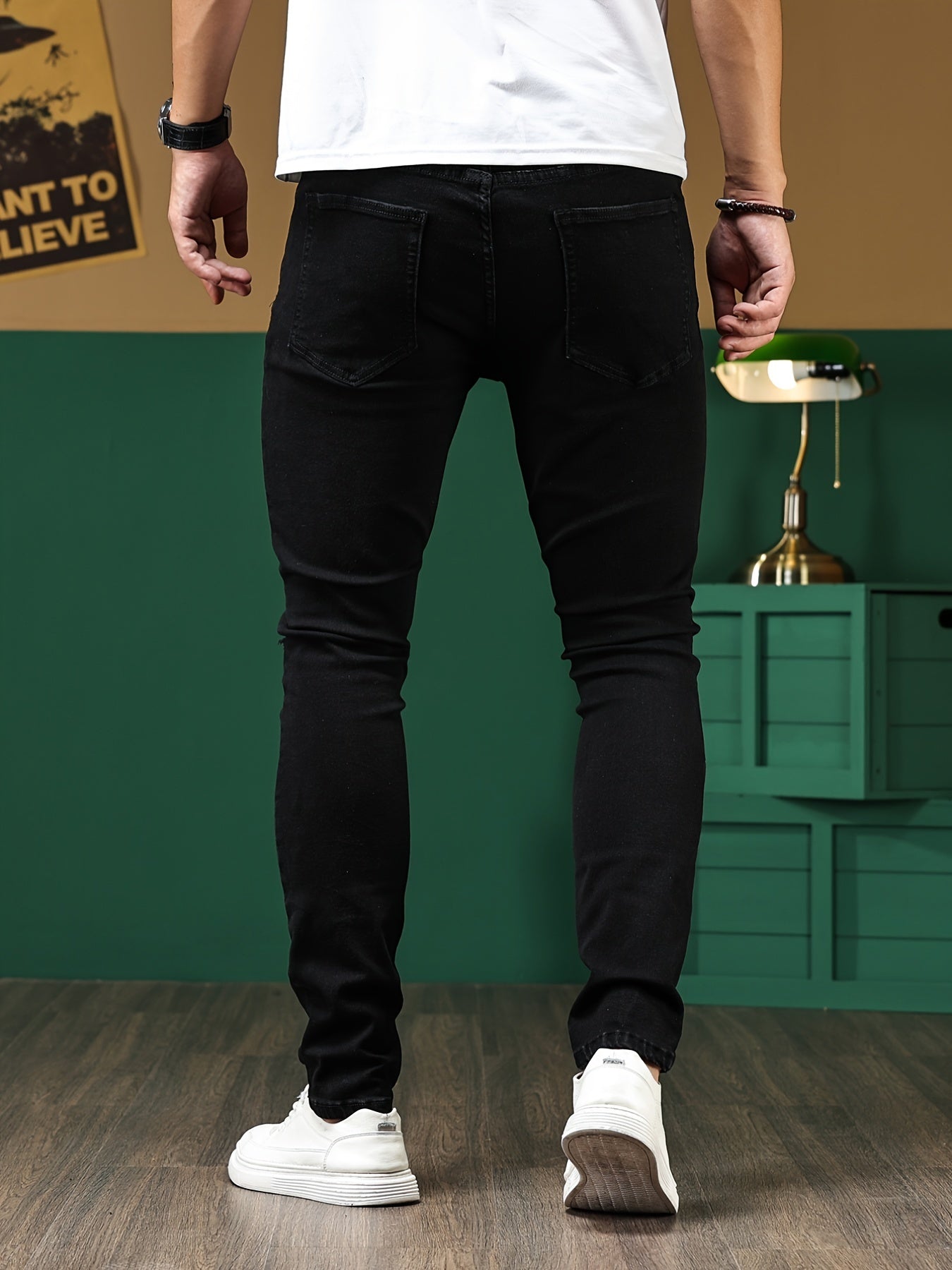 Mens Stretch Ripped Jeans Casual Street Style Denim Pants